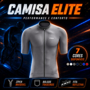 Camisa Camiseta Masculina Ciclismo Premium Manga Curta Zíper Total