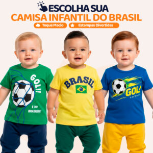 Camiseta Bebê Brasil Copa do Mundo 2026 Roupa Infantil Seleção