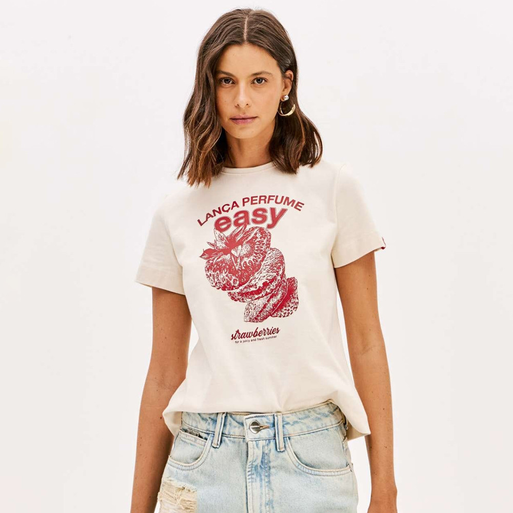 Camiseta Easy Lança Perfume Silk Pr26 Off White Feminino