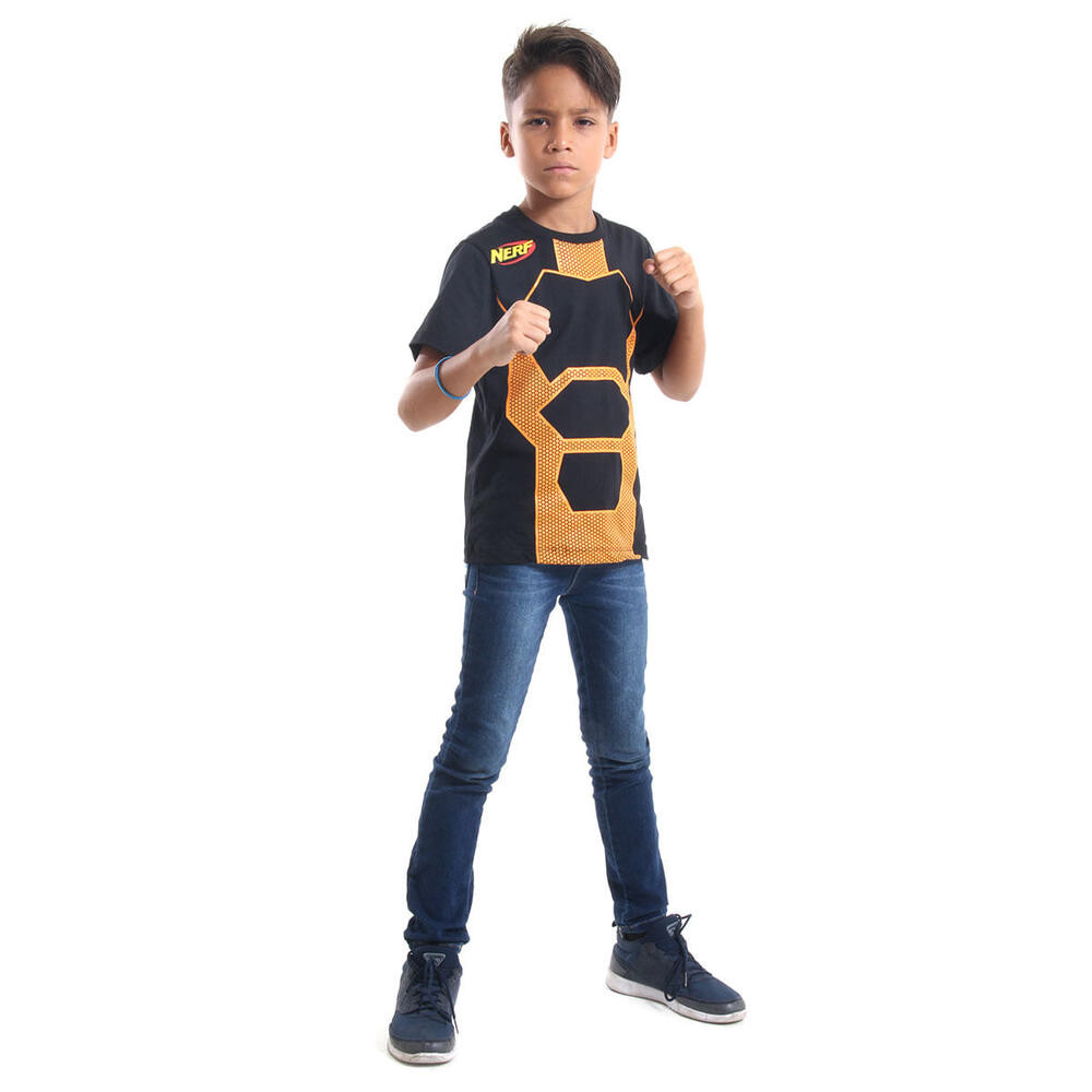 Camiseta Infantil Nerf Laranja Algodão Abrakadabra Fantasias — Brinquedos