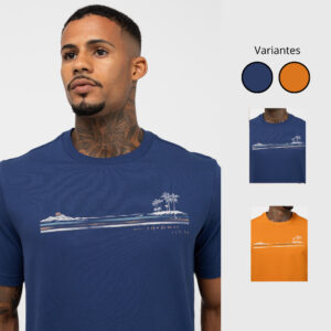 Camiseta Masculina Casual 100% Algodão Paradise Confortável Linha