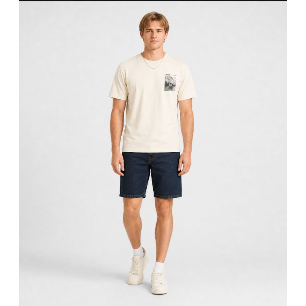Camiseta Masculina em Meia Malha Diametro Bege