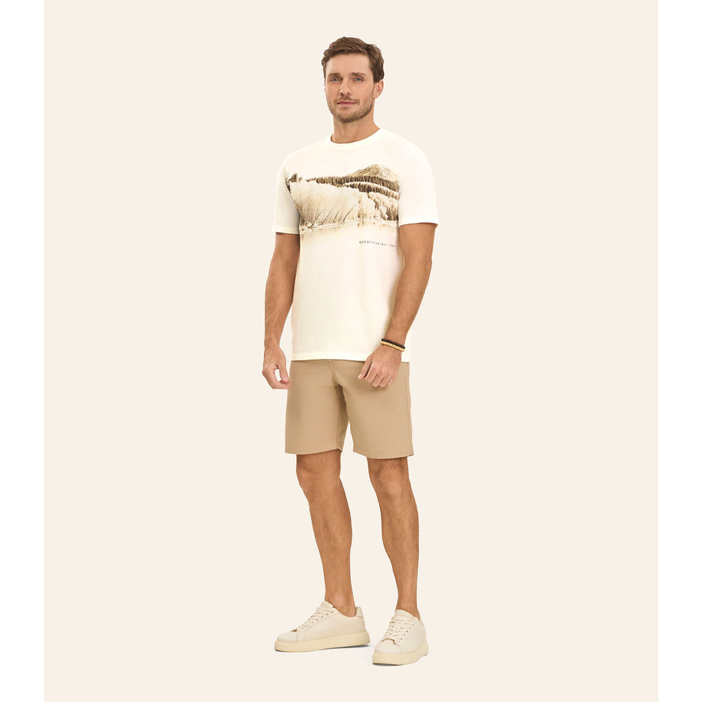 Camiseta Masculina em Meia Malha Diametro Bege