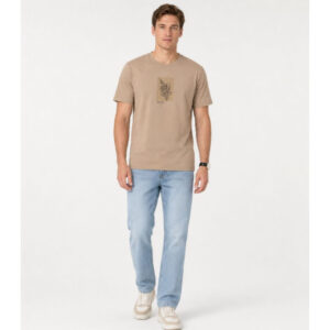Camiseta Masculina em Meia Malha Diametro Marrom