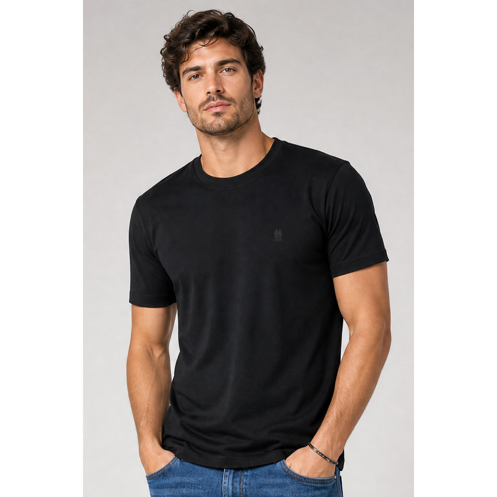 Camiseta Masculina Premium Algodão Polo Wear Preto — Moda Masculina