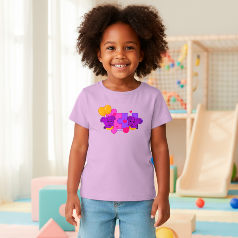 Camiseta Valentinha Quebra-Cabeça All the Colors TurmaTube
