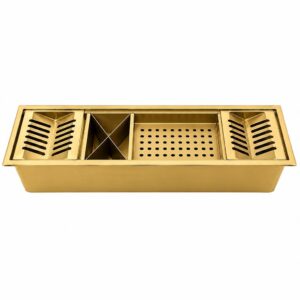 Canal Organizador Úmido Calha de Cozinha em Dourado Aço Inox 78CM com