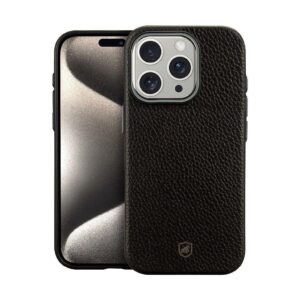 Capa case capinha para iPhone 15 Pro Max Magsafe Tech Couro Preta
