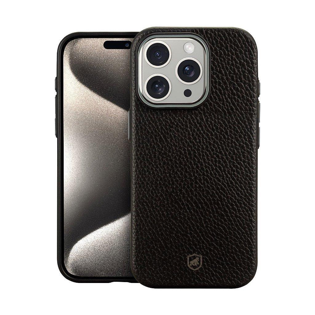 Capa case capinha para iPhone 15 Pro Max Magsafe Tech Couro Preta