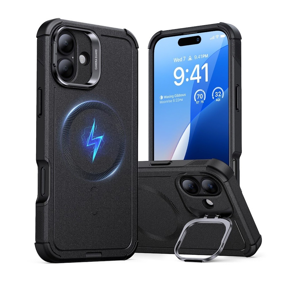 Capa iPhone 16 Plus Esr Cyber Armor Suporte Stash Preta — Celulares e Acessórios