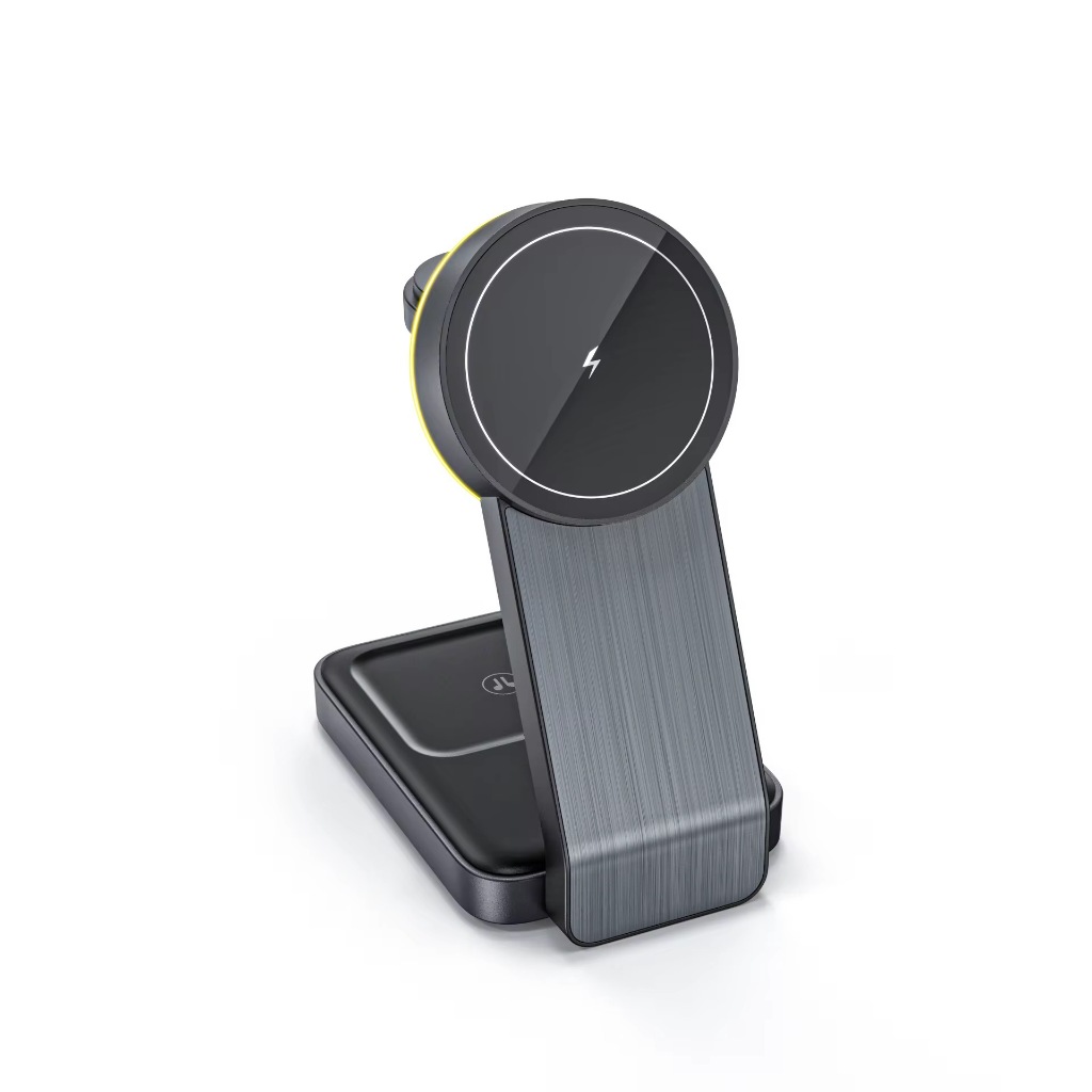 Carregador 3 em 1 Dock Com Luz Magsafe Para Celular Smartwatch Fone