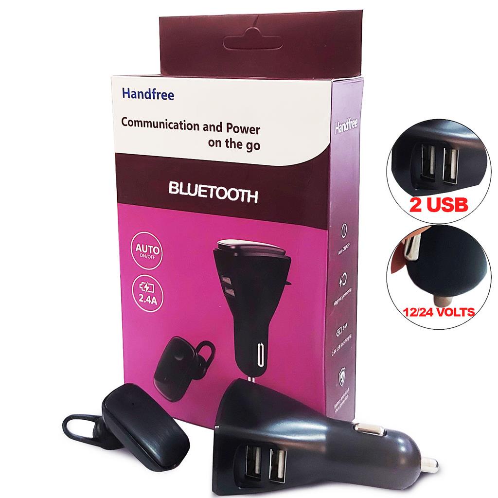 Carregador Celular 2.4a 2 Usb Veicular Fonte Rapido Fone Bt