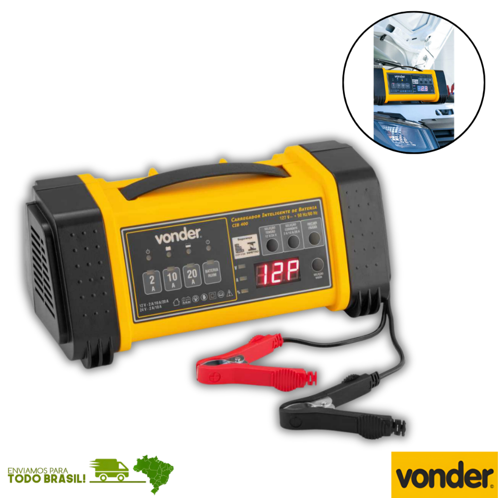 Carregador de Bateria Inteligente Vonder Bivolt Automático 12V