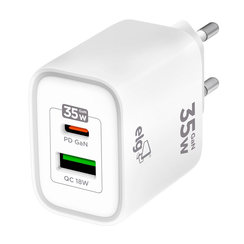 Carregador de Parede USB, 2 Portas, Tipo-C Power Delivery QC 3.0