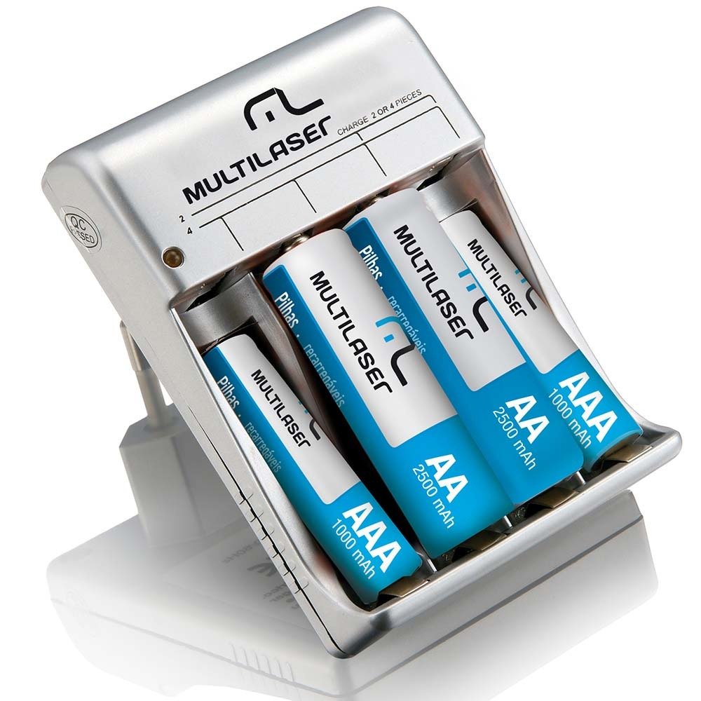 Carregador De Pilhas Multilaser Aa Aaa C 4 Pilhas Cb045 Bivolt