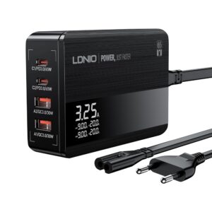 Carregador Mesa Ldnio 65W Usb A C Fast Carga Display Led