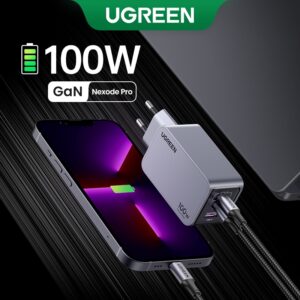 Carregador Nexode Pro 2C1A GaN Ugreen 100W Carregamento Rápido Para