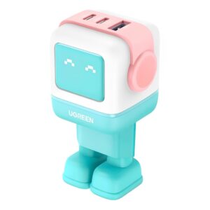 Carregador Parede Ugreen Porta Usb-A C Máx 65W Azul Rosa