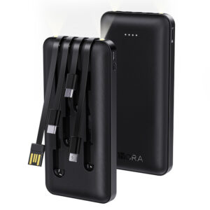 Carregador Portátil 1 Hora Power Bank com 4 Cabos Preto