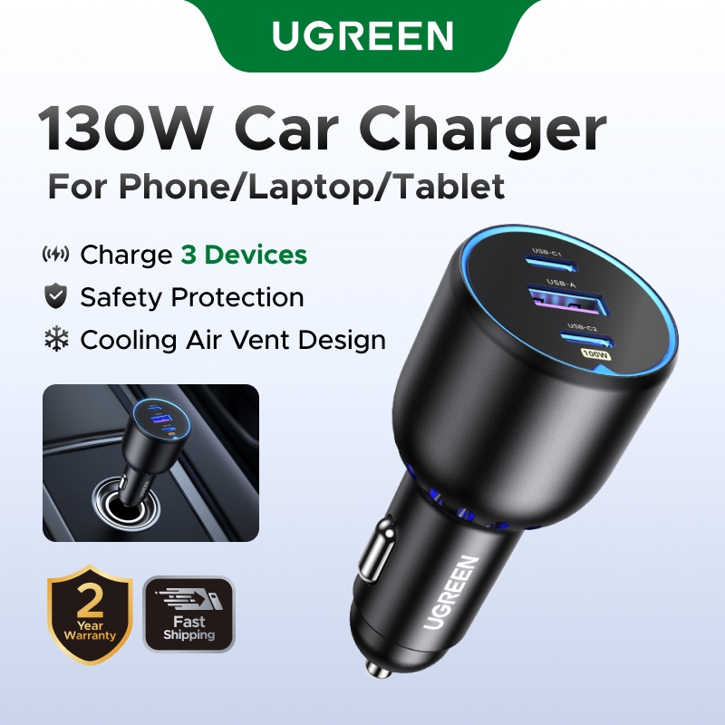 Carregador Rápido De Carro Ugreen 130W PD3.0 USB Tipo C Para iPhone — Celulares e Acessórios