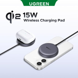 Carregador Rápido Magnético Sem Fio Ugreen Qi2 15W Compatível Com