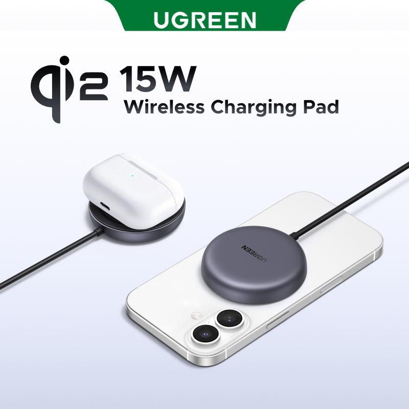 Carregador Rápido Magnético Sem Fio Ugreen Qi2 15W Compatível Com