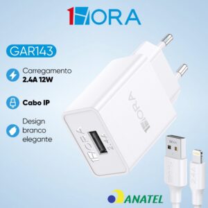 Carregador Rápido Parede Turbo Cabo Lightning Branco
