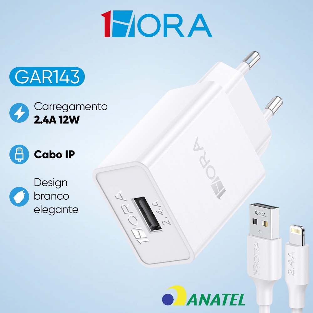 Carregador Rápido Parede Turbo Cabo Lightning Branco — Celulares e Acessórios