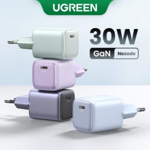 Carregador Rápido Ugreen 30W GaN Colorido E Dobrável PD Tipo C Para