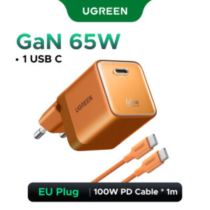 Carregador Rápido Ugreen 65W GaN Plugue Dobrável De Porta Única De