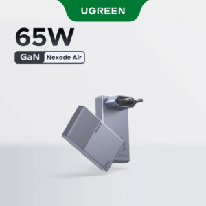 Carregador Rápido Ugreen 65W Ultrafino De 3 Portas GaN Ue De Ar
