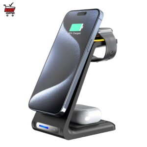 Carregador Sem Fio Magnético 3 em 1 15W Anatel Suporte Indução para