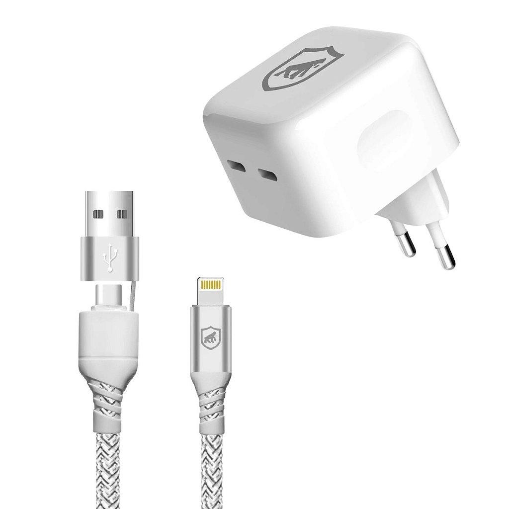 Carregador Turbo Duplo Tipo C 2UN Cabo Thunder 65W 2 em 1 Lightning — Celulares e Acessórios
