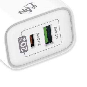 Carregador Universal, Usb-C PD 3.0A QC 3.0 18W, Carga Rápida, Branco