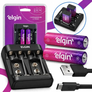 Carregador USB Usbc Pilhas Recarregaveis Aa Aaa Bateria 8v