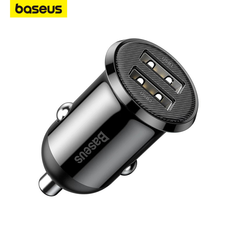 Carregador Veicular Baseus Mini Dual Usb 2.4a Suporte Phone — Celulares e Acessórios