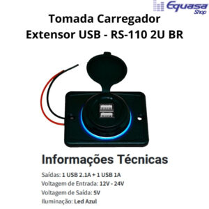 Carregador Veicular Celular Tablet Gps Bivolt Tomada Usb Roadstar Rs
