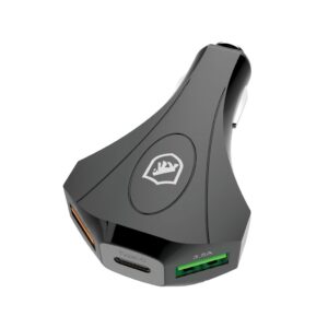 Carregador Veicular Triplo Turbo Tank Gshield Usb C Usb A Universal