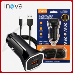 Carregador Veicular USB Com Cabo Tipo C Incluso Ultra Rápido Turbo