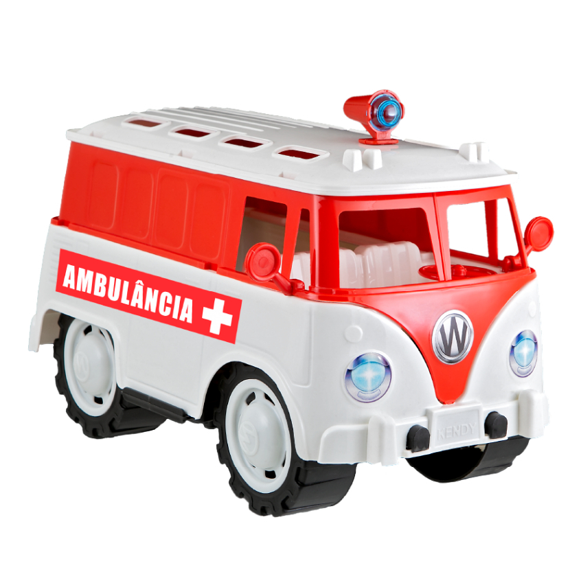 Carrinho Brinquedo Kombi Kombica Emergência Ambulância Grande 30cm