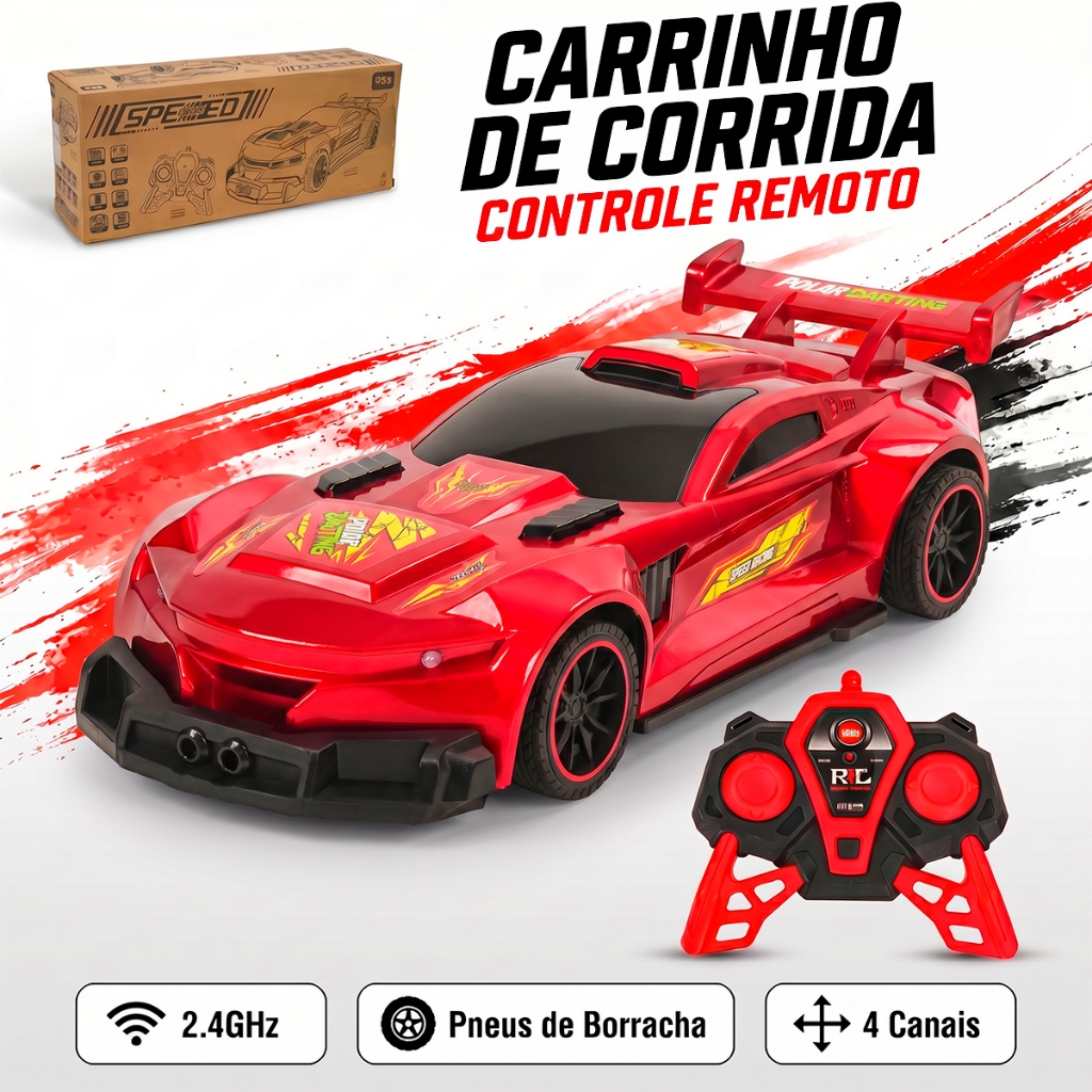 Carrinho Controle Remoto 1:10 Grande 42cm Esportivo Led 2.4ghz