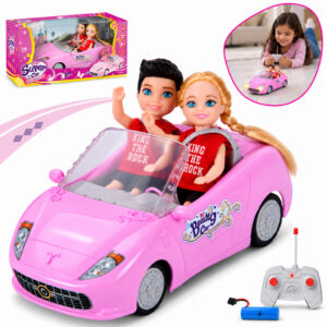 Carrinho Controle Remoto Conversível Rosa Recarregável 2 Bonecas