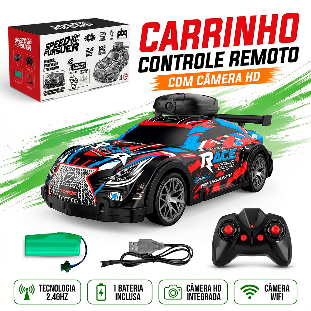Carrinho De Controle Remoto Com Câmera Wi-Fi E App Escala 1 22