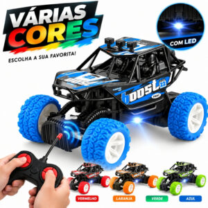 Carrinho de Controle Remoto Jipe Off Road Luz LED Brinquedo de Menino