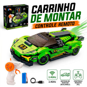 Carrinho De Controle Remoto Tipo Lego Bloco De Montar Sports Car Anda