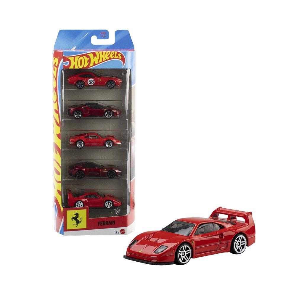Carrinho Hot Wheels Ferrari Embalagem com 5 Unidades