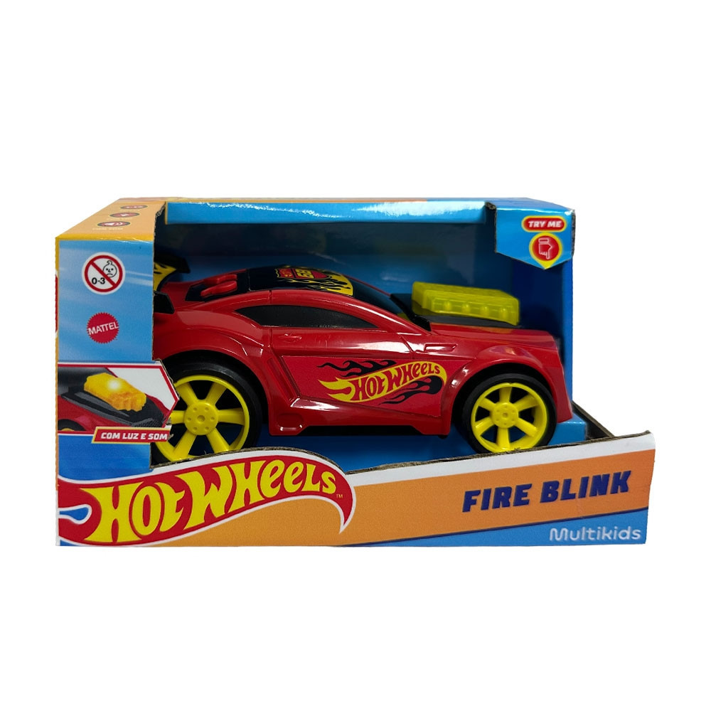 Carrinho Hot Wheels Fire Blink com Luz e Som Vermelho Multikids — Brinquedos