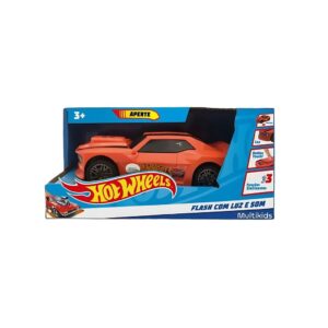 Carrinho Hot Wheels Flash Laranja com Luz e Som Multikids