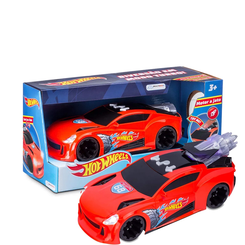 Carrinho Hot Wheels Turbo com Luz e Som Modo Turbo Vermelho Multikids