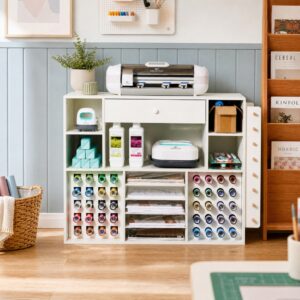 Carrinho Organizador Artesanato Mecolour p Cricut: Gaveta e 48 Rolos